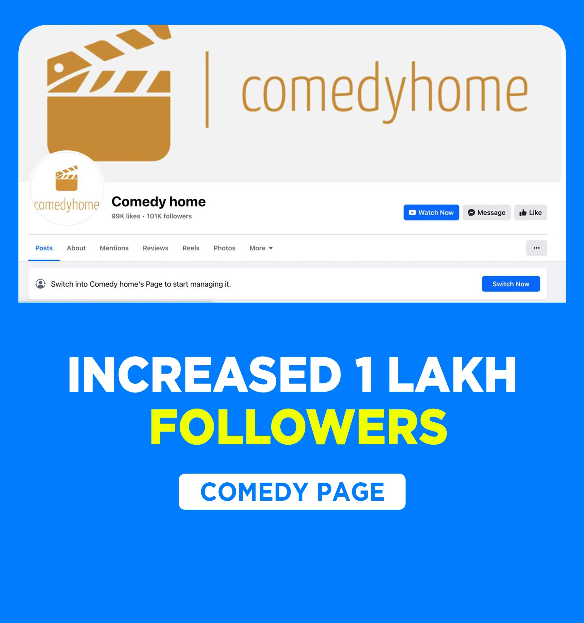 Comedy Home Facebook page screenshot